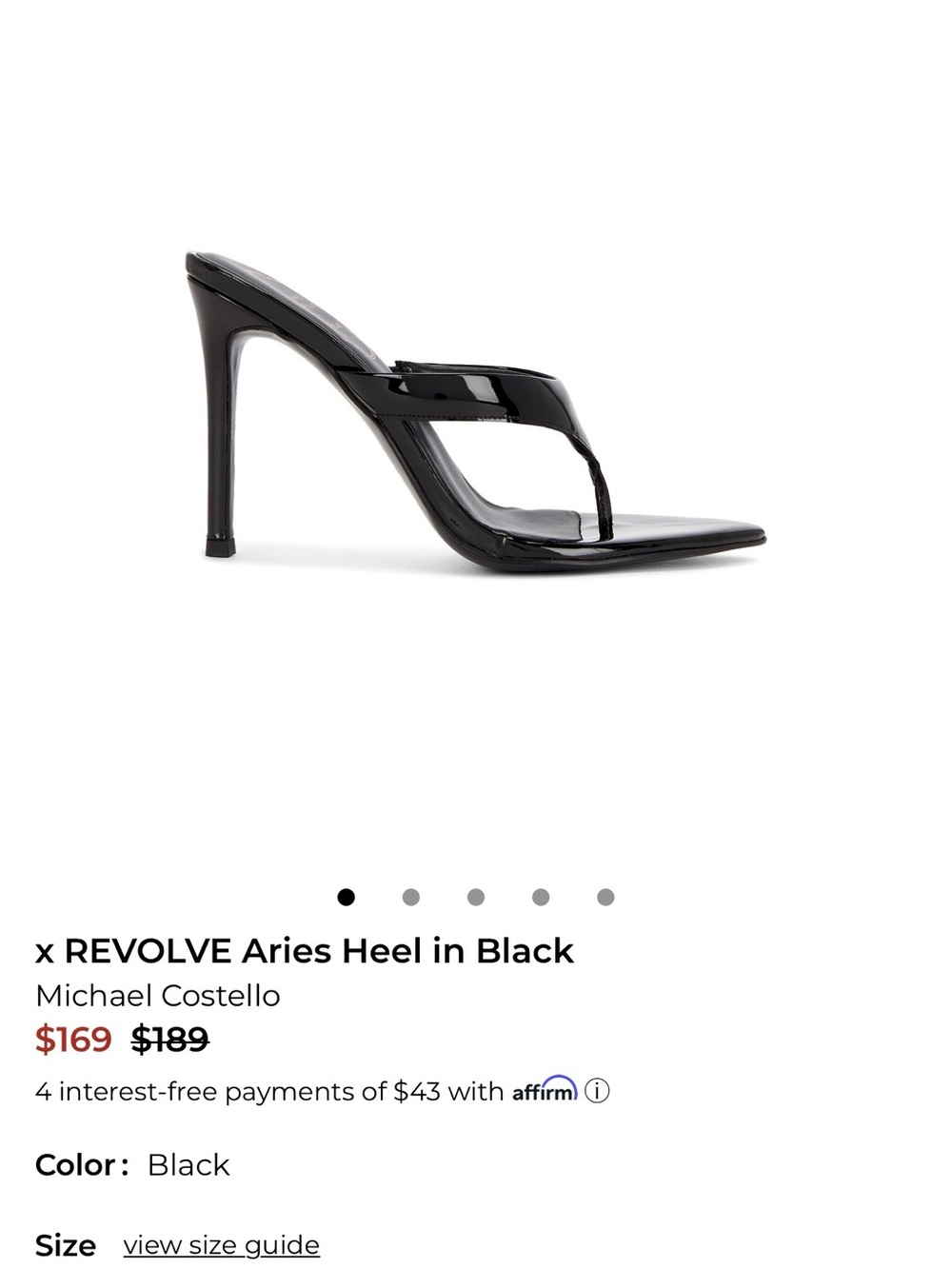Michael Costello Black Patent Pointed-Toe Thong Mules - Picture 6 of 7